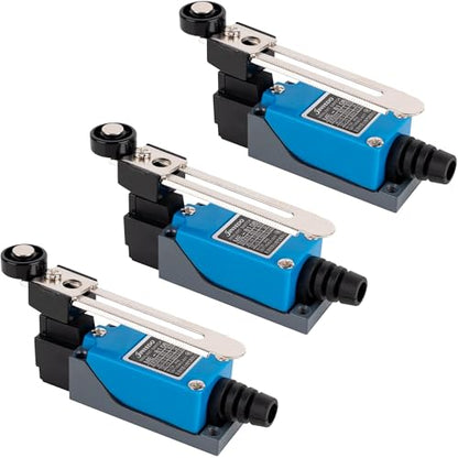 BlueStars 3Pcs ME-8108 Adjustable Roller Lever Arm Limit Switch,NC NO Snap Action Micro Switch,250VAC 5A