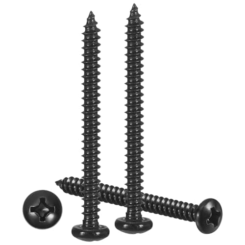 METALLIXITY Phillips Pan Head Self Tapping Screw #6x1-1/2 100Pcs - color: Black, size: #6x1-1/2"