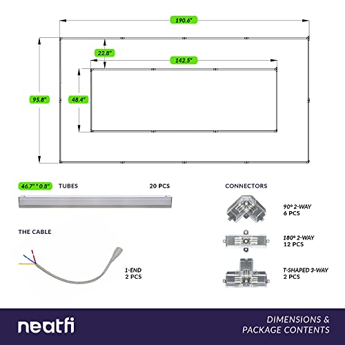 Neatfi 35,200 Lumens LED Garage Light – Ultra-Bright Shop Lighting | Easy Ceiling Installation | Auto Shops, Salons, Warehouse & Gyms (2 Rectangles with Hanging Kit, Cool White)