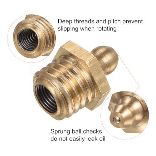 HARFINGTON 15pcs Brass Straight Grease Fitting M12x1.75mm Metric Thread Hydraulic Grease Nipple Accessories for Car - size: M12x1.75