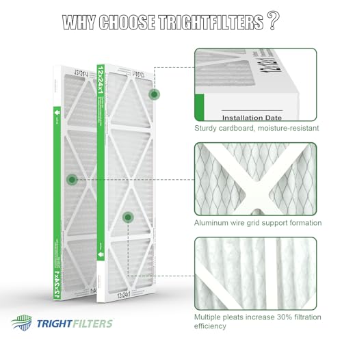 TRIGHTFILTERS 12x24x1 Air Filter 4 Pack, MERV 8 Pleated Dust Defense Air Filters Replacement Air Conditioner HVAC AC Furnace Filter, Durable and Lightweight - size: 12x24x1