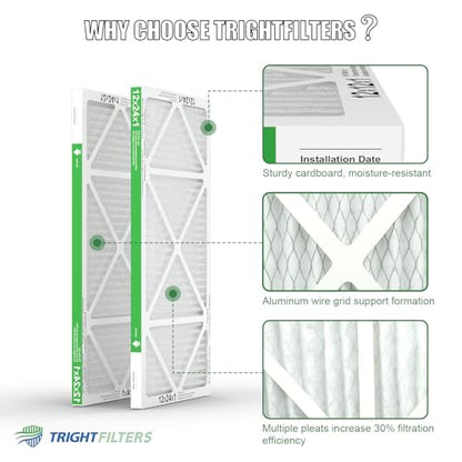 TRIGHTFILTERS 12x24x1 Air Filter 4 Pack, MERV 8 Pleated Dust Defense Air Filters Replacement Air Conditioner HVAC AC Furnace Filter, Durable and Lightweight - size: 12x24x1