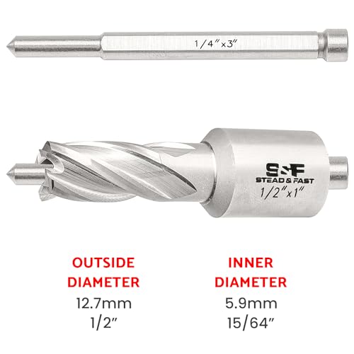 S&F STEAD & FAST Annular Cutter with Pilot Pin 1/2" x 1" DOC, Mag Drill Bit - size: 1/2" x 1"