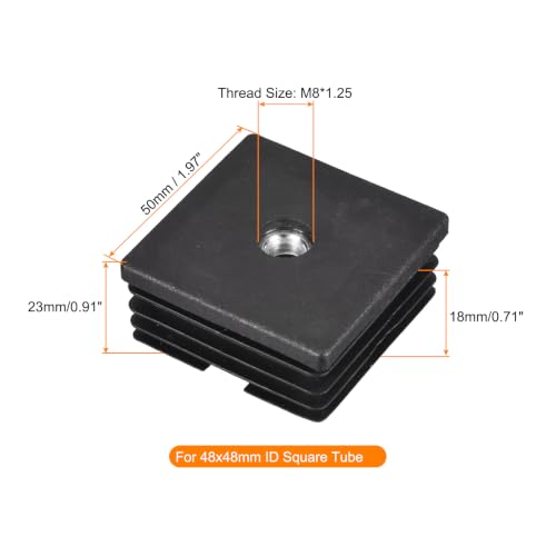 uxcell 8Pcs M8 Thread Inserts for Square Tubes for 48x48mm ID Tube - size: 1.97"x1.97"