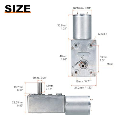 MECCANIXITY DC 12V High Torque Turbine Worm Geared Motor with 6mm Shaft 45RPM Geared Motor Gear Box Reduction Motor for Boat, Car, Fan, Home Appliance - style: 45 RPM