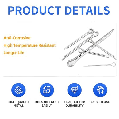 180 Pcs Cotter Pins Assortment Kit, 7 Sizes