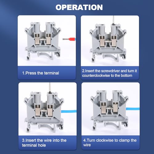 100PCS Gray UK5N Terminal Block DIN Rail Terminal Blocks - Application for 24-10AWG 800V Electrical Cabinets Distribution Box,Solar Power System,PLC Industrial Control Automation Panel DIY CNC RV - color: UK5N Gray Terminal Block