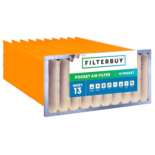 Filterbuy 16x25x30 10-Pocket Air Filter MERV 13 Particle Defense (1-Pack) - size: 16x25x30