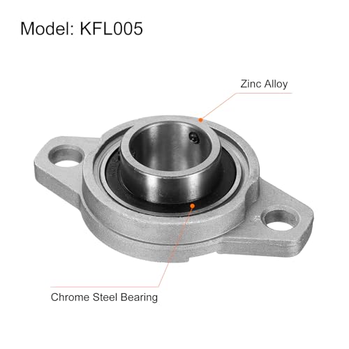 uxcell 2pcs KFL005 Pillow Block Bearings 25mm Bore Bearing Units Zinc Alloy Flange Mounted Bearing Housing, P6(ABEC3) - size: KFL005