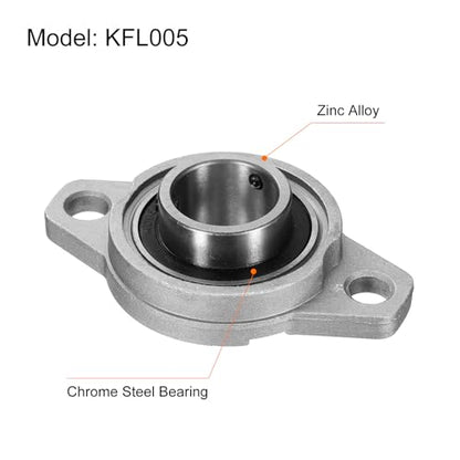 uxcell 2pcs KFL005 Pillow Block Bearings 25mm Bore Bearing Units Zinc Alloy Flange Mounted Bearing Housing, P6(ABEC3) - size: KFL005
