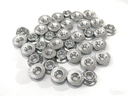 80 Pcs M5x0.8mm Serrated Flange Nuts DIN6923 Hex Lock Nuts 304 Stainless Steel Plain Finish Full Thread for Industrial Construction Fasteners - size: M5x0.8mm, 80 pcs