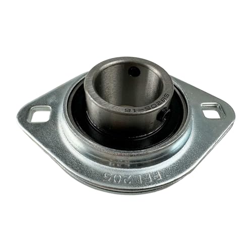 1" Bore Pillow Block Bearing SBPFL205-16, 2-Bolt Steel Flange Mounted Bearing Unit with Setscrew Locking and Grease Fitting, Chrome Steel and Pressed Steel, 1 Pack - size: SBPFL205-16 (ID 1")