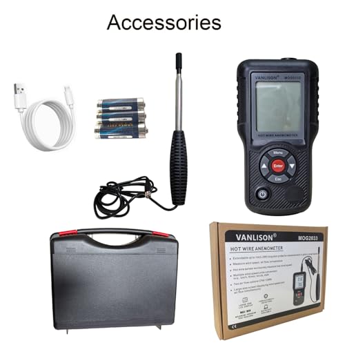 Thermal Anemometer –MOG2033 Handheld CFM CMM Air Flow Meter with Sunlight Readable Backlit LCD, High-Precision Wind Speed Gauge for HVAC Ducts Vents, Telescopic Probe, Temperature