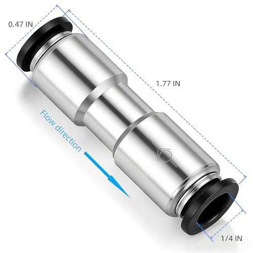 Pneumatic Push to Connect Fitting Check Valve 1/4" OD x 1/4" OD One-way Valve Pack of 2 - size: 1/4" OD