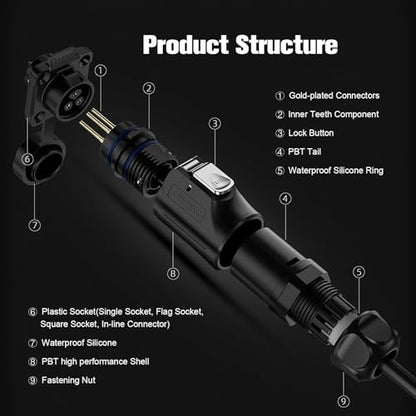 3 Pin Waterproof M16 Plastic Aviation Connector 10A 400V - style: 3PIN