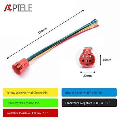 APIELE 19mm Latching Push Button Switch 3/4" 12V DC Power Symbol LED with Socket Plug 1NO1NC SPDT ON/Off（ Green） - color: Green