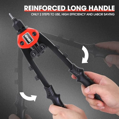 DNA MOTORING 2 in 1 12" Rivet Gun, Wrench, SAE Mandrels & Metric Rivet Nut Tool Set, 60pcs Rivet Nut Head, Rivet Gun Kit for Riveting Decoration Metal Plates, W/Case, TOOLS-00564 - style: 60pcs 12in