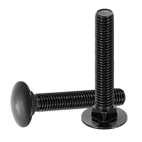 uxcell 10Pcs Carriage Bolts, M10 x 60mm Stainless Steel 18-8 (304) Round Head Square Neck Screws Black Oxide Bolt Screw for Fastening Accessories - Black - color: Black, size: M10 x 60mm