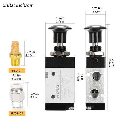 1/8" NPT Manual Control Valve 3R110-06, 3-Port 2-Position Hand Valve - size: 1/8'' NPT, style: 3 Way 2 Position