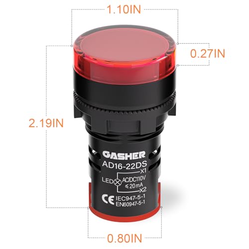 GASHER 10PCS 110V 20mA Energy Saving Indicator Light Red - color: Red