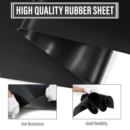 MYOYAY 118"x40"x1/8" Solid Rubber Sheet Heavy Duty Neoprene Rubber Sheets Roll for for DIY Gasket Material, Sealing, Liner, Shield, Padding,Cushioning of Anti-Vibration, Black