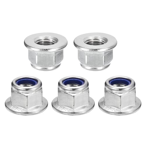 uxcell M12x1.75mm Flange Nylon Insert Lock Nuts 10Pcs 304 Stainless Steel - size: M12-1.75