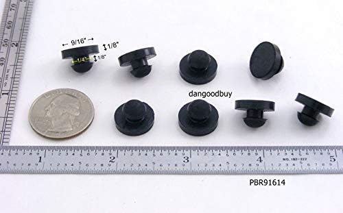 Fits 1/4" Hole - 9/16" Bumper Diameter - 1/8" Thick Material - Rubber Push-in Ridged Stem Bumper (4)