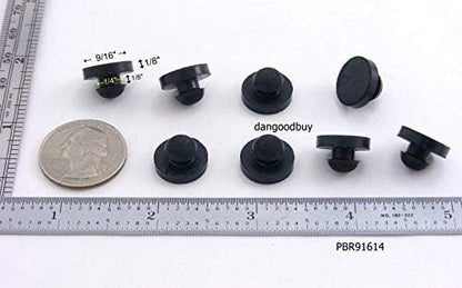 Fits 1/4" Hole - 9/16" Bumper Diameter - 1/8" Thick Material - Rubber Push-in Ridged Stem Bumper (4)