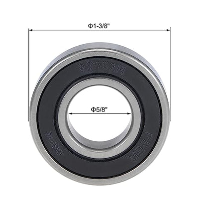 uxcell 99502H-2RS Deep Groove Ball Bearings 5/8-inch Inner Dia 1-3/8-inch OD 11mm Bore Double Sealed Chrome Steel Z2 4pcs - size: 5/8"x1-3/8"x11mm