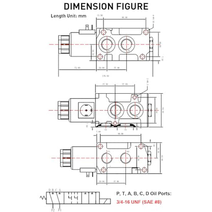 Hydraulic Solenoid Diverter Valve, 13GPM DC12V SAE Ports Hydraulic Solenoid Selector, MAX Pressure 200 Bar - style: 13GPM DC 12V