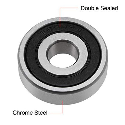 uxcell 6200-2RS Deep Groove Ball Bearing 10x30x9mm Double Sealed ABEC-3 Bearings 5-Pack - size: 10mmx30mmx9mm