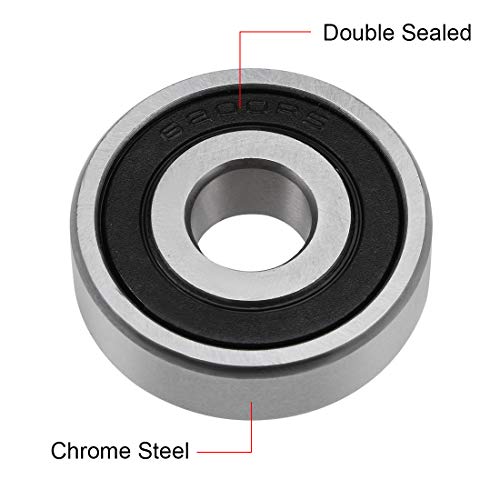 uxcell 6200-2RS Deep Groove Ball Bearing 10x30x9mm Double Sealed ABEC-3 Bearings 5-Pack - size: 10mmx30mmx9mm