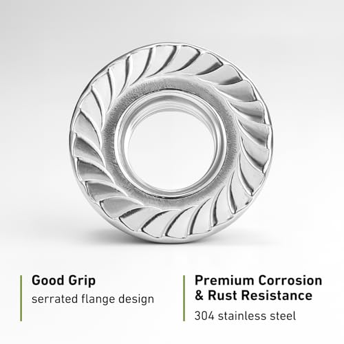 5/16-18 Flange Nuts 60Pcs, Serrated Flange Hex Nuts 304 Stainless Steel 18-8, Bright Plain Finish - size: 5/16-18