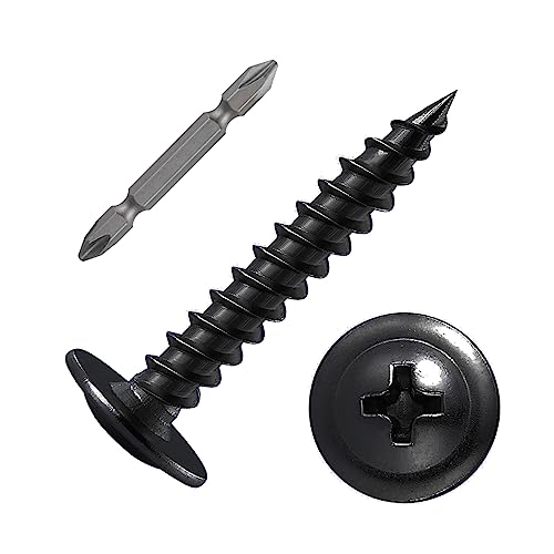 Wensilon（500 pcs）#4×3/4" Phillips Truss Head Wood Screws Black Galvanizing Quick Metal Self Tapping. - color: Black, size: #4×3/4"