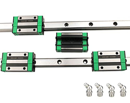 Linear Guide Rail 2 X HGR 20-900mm Linear Slide Rail + 4 X Bearing Blocks Linear Guideway Rail for DIY CNC Routers Lathes Mills - size: 900mm, style: Linear Rail HGR20 with Green Bearings