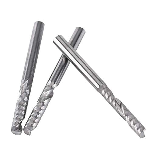 Fdit 10pcs Tungsten Carbide Spiral End Mills Single Flute Milling Cutter CNC Router Bits 4mm Shank Accessories Tools