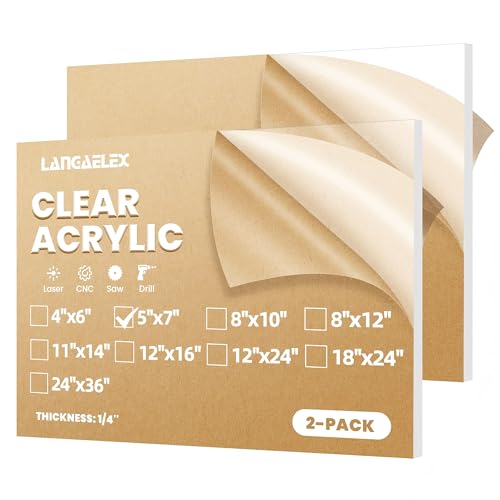 2 Pack 5x7 1/4" Clear Plexiglass Sheets for Glass Replacement - size: 5 x 7"