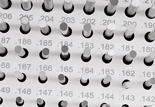 Accusize Industrial Tools 0.061'' to 0.250'' Minus Class Zz Pin Gauge Set, 2'' Overall Length, 190 Pcs/Set, M1(-) - size: 0.061"-0.250", w/o Aluminum Case