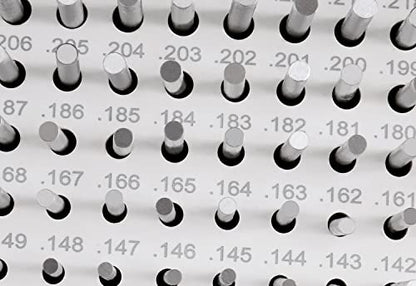 Accusize Industrial Tools 0.061'' to 0.250'' Minus Class Zz Pin Gauge Set, 2'' Overall Length, 190 Pcs/Set, M1(-) - size: 0.061"-0.250", w/o Aluminum Case