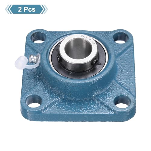 uxcell 2 Pcs UCF-204-12 Pillow Block Bearings 3/4 Inch Bore Self Alignment Chrome Steel Bearing Units, 4-Bolt Square Flange Mounted, Solid Base - size: UCF-204-12