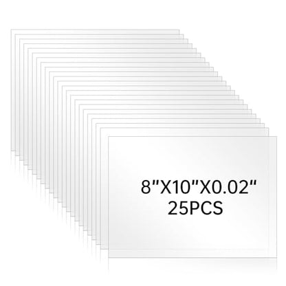 25 Pack Plexiglass Sheets 0.02 Inch Thick, 8" x 10" Thin PET Sheets - size: 8" X 10"