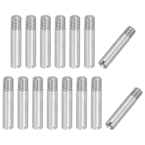 PATIKIL M4 x 20mm Slotted Cylindrical Pin, 15 Pcs 304 Stainless Steel Dowel External Thread Slotted Pin Screw for Home Furniture Cabinet Improvement, Silver Tone - size: M4 x 20mm