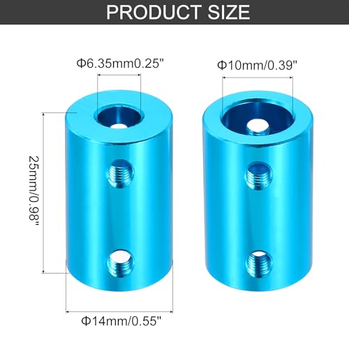 MECCANIXITY Rigid Screw Coupling 6.35mm to 10mm Shaft Coupler Connector L25mm x D16mm Aluminum Alloy Joint Connector Set for 3D Printers DIY Encoder with 20 Screws, Blue, 5Pack - color: Blue, size: 6.35mm to 10mm