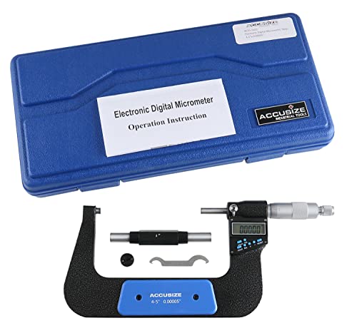 Accusize Industrial Tools 4-5''/100-125 mm 7 Keys Electronic Digital Outside Micrometers, 0.00005'' Or 0.001 mm Resolution, Ac21-5022 - size: 4-5" / 100-125 mm