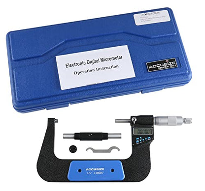 Accusize Industrial Tools 4-5''/100-125 mm 7 Keys Electronic Digital Outside Micrometers, 0.00005'' Or 0.001 mm Resolution, Ac21-5022 - size: 4-5" / 100-125 mm