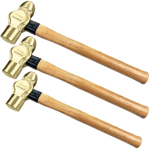 WEDO 3PCS Ball Pein Hammer,3/2lb+2lb+5/2lb Non-Sparking Ball Peen Hammer with Wooden Handle, Aluminum Bronze,Die-forged,Corrosion Resistant,BAM & FM Certificate,DIN Standard - color: Aluminum Bronze, size: 3pcs-setC