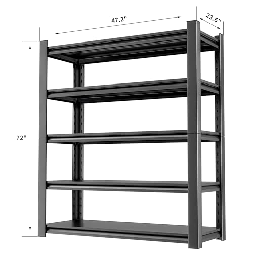 OLLRRACT 5-Tier Garage Shelving, Metal Storage Shelves, Utility Shelf - size: 24" D x48" W x72" H