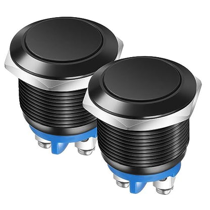 Gebildet 2pcs 22mm 3A/12V 24V 36 DC 110V 250VAC 1NO SPST Momentary Push Button Switch IP65 waterproof Aluminium Alloy Shell Screw Terminal (Black Shell) - color: Black shell