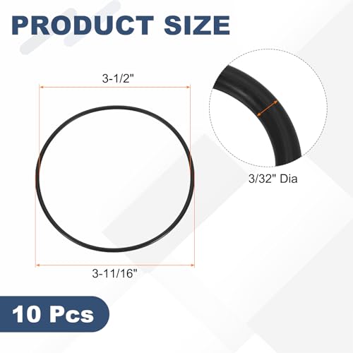 uxcell 10Pcs AS-153 O-Rings, Nitrile Rubber O-Rings 3-1/2" ID, 3-11/16" OD, 3/32" Width Round Sealing Gasket for Automotive Machine Plumbing Sealing Repair (70 Durometer, Black) - size: 3-1/2" ID, 3-11/16" OD, 3/32" Width