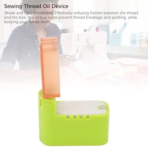 Sewing Thread Oil Box, Universal Strong Magnetic Adsorption Sewing Thread Lubricating Oil Device Break and Split Prevention Sewing Thread Lubricator Box for Sewing Work (Green)
